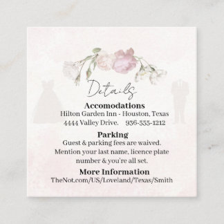 Soft Pink Roses Wedding Collection Enclosure Card