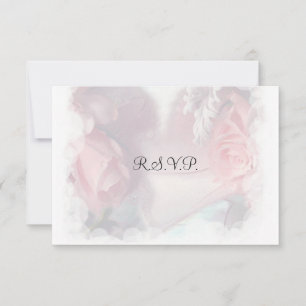Soft Pink Roses Wedding RSVP Card