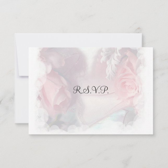 Soft Pink Roses Wedding RSVP Card (Front)