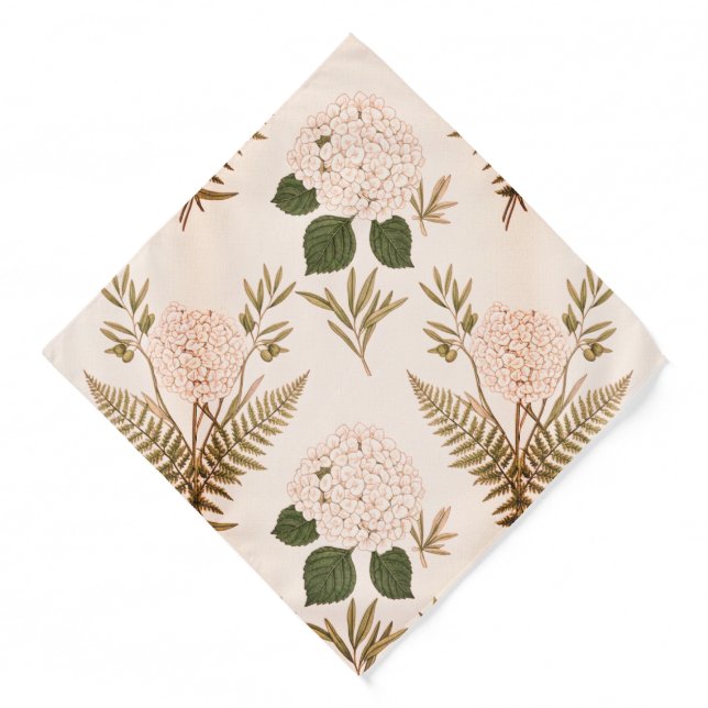  Soft Pink & Sage Botanical Pocket Square Bandana (Front)
