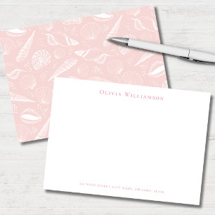 Soft Pink Sea Shell Coastal Note Card