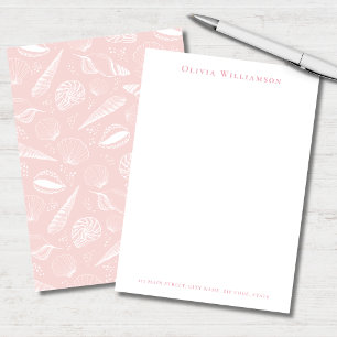 Soft Pink Sea Shell Coastal Note Card