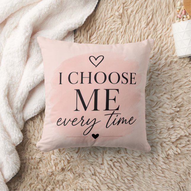 Soft Pink Self Love Aesthetic Throw Pillow (Blanket)