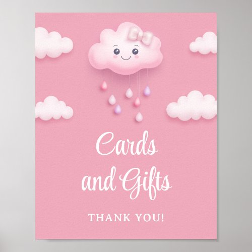 Soft pink sky white fluffy cloud 9 cards and gifts poster