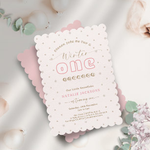 Soft Pink Snowflake Winter Onederland Turning One Invitation