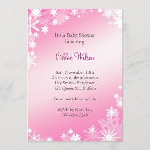 Soft Pink Snowflakes Baby Shower Invitation
