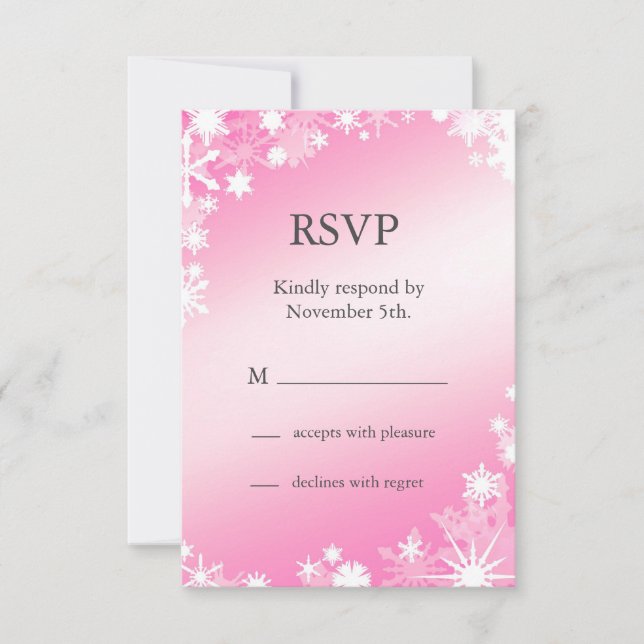 Soft Pink Snowflakes RSVP (Front)