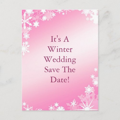 Soft Pink Snowflakes Save the Date Postcard