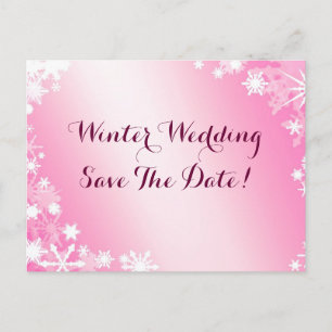 Soft Pink Snowflakes Save the Date Postcard 2