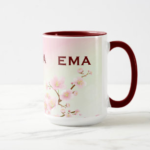 Soft Pink Spring Cherry Blossom Illustration Mug