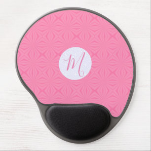 Soft Pink Squiggly Squares Personalized Initial Gel Mouse Pad