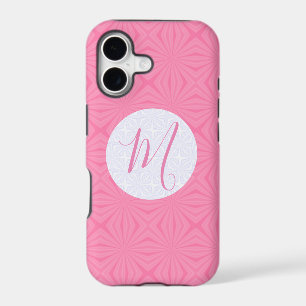 Soft Pink Squiggly Squares Personalized Initial iPhone 17 Case