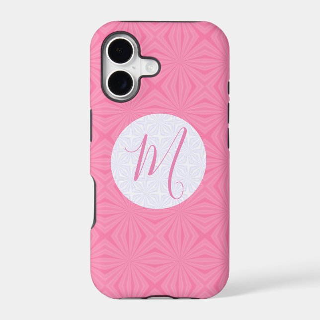 Soft Pink Squiggly Squares Personalized Initial iPhone Case (Back)