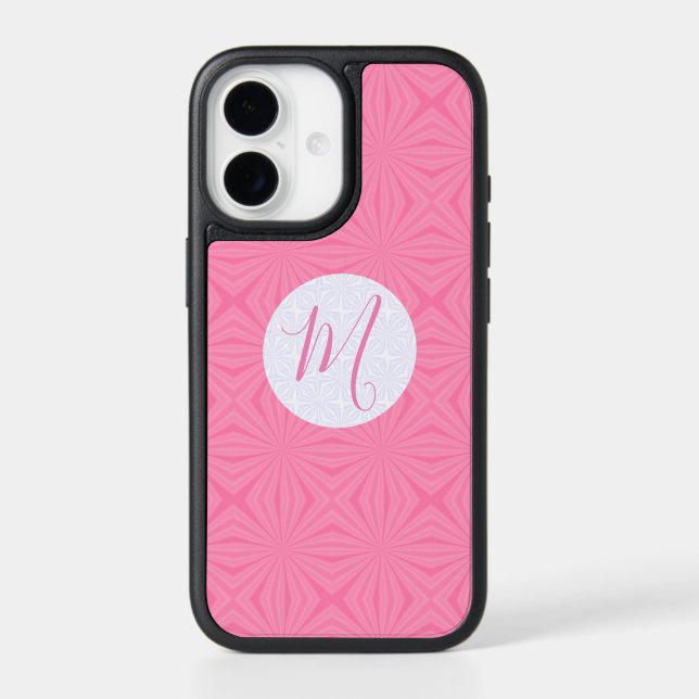 Soft Pink Squiggly Squares Personalized Initial  Otterbox iPhone Case (Back)