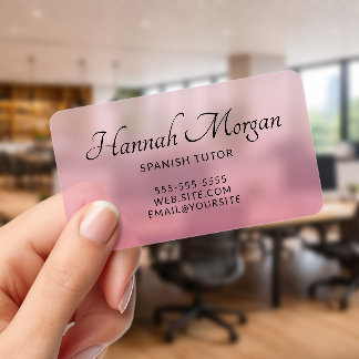 Soft Pink Strawberry Ombre Clear Business Cards