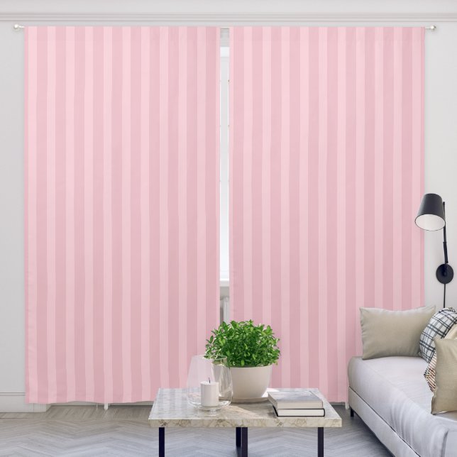 Soft Pink Striped Pattern Curtains  (Living Room)