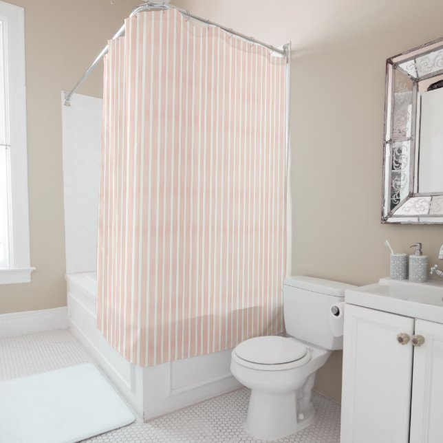 Soft Pink Stripes Shower Curtain (In Situ)