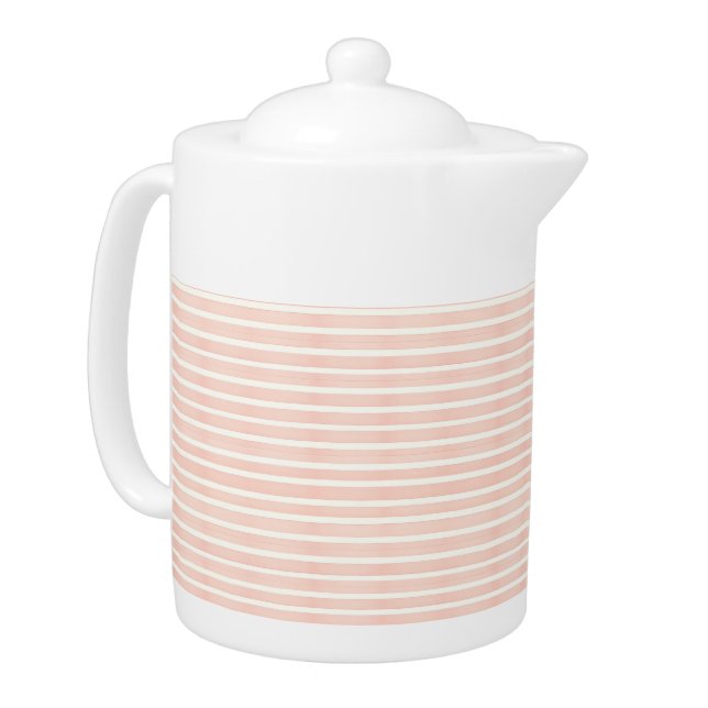 Soft Pink Stripes Teapot (Left)