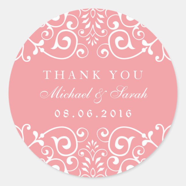 Soft Pink Swirl Flower Bridal Shower Favor Sticker (Front)