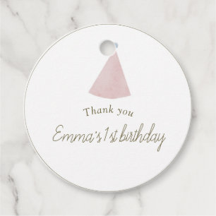 Soft Pink T Rex Tutu Girl round Favor Tags