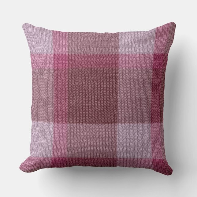 Soft Pink Tartan Pillow (Front)