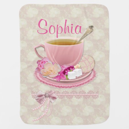 Soft Pink Tea Party Custom Baby Blanket