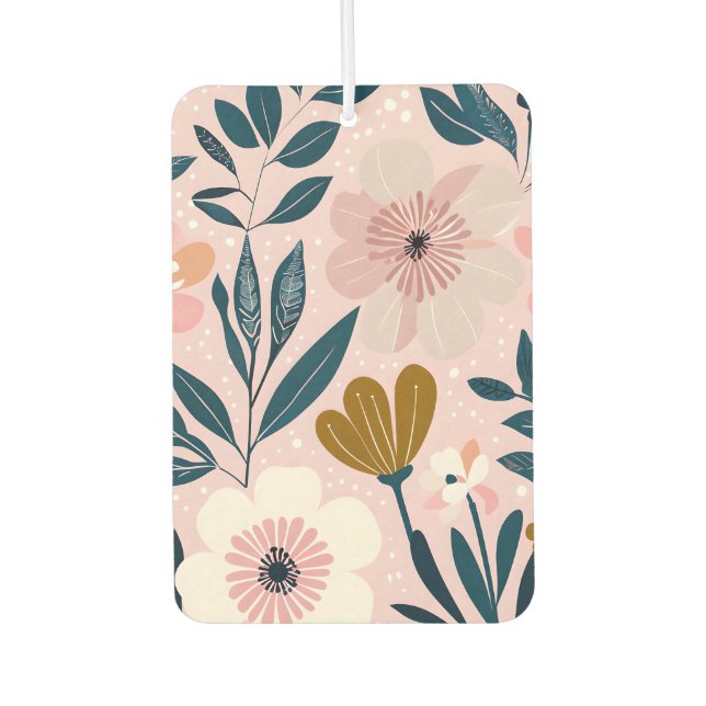 Soft Pink & Teal Feminine Floral Air Fresh Freshener (Front)