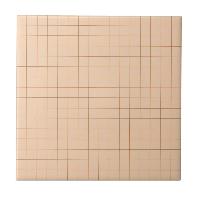 Soft Pink & Terracotta Checkered Retro Minimalist  Ceramic Tile (Front)