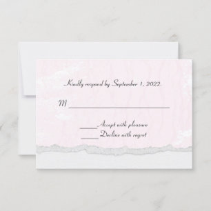 soft pink texture with torn edge border RSVP