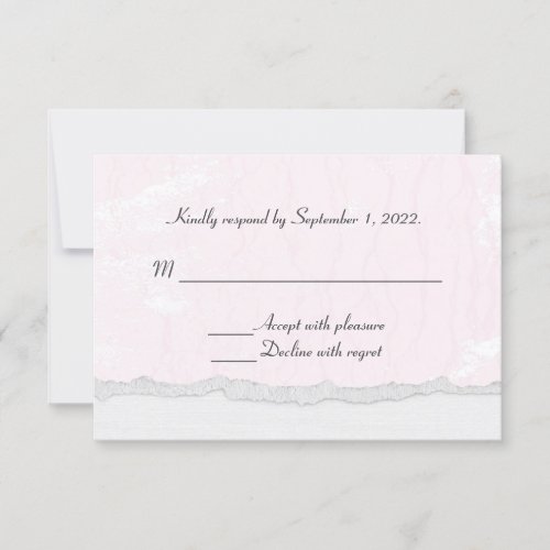 soft pink texture with  torn edge border RSVP