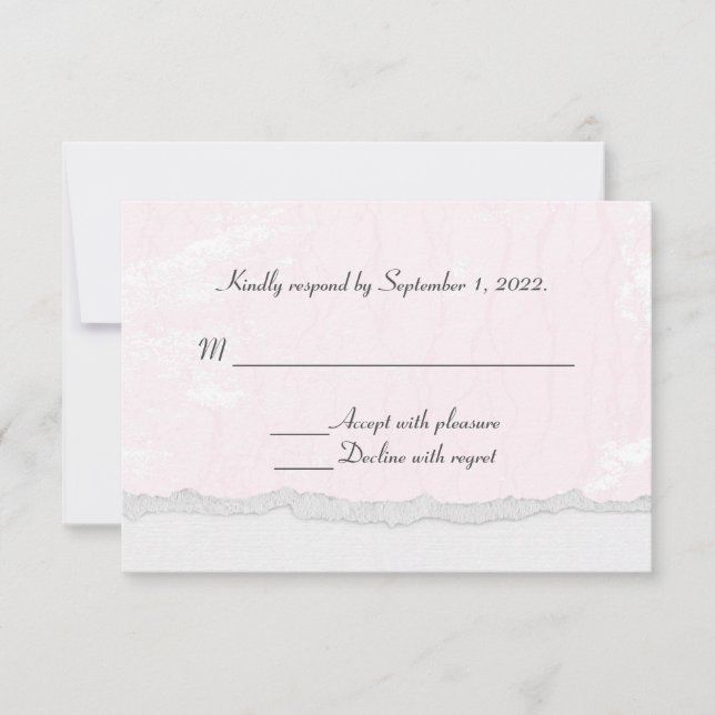 soft pink texture with  torn edge border RSVP Card (Front)