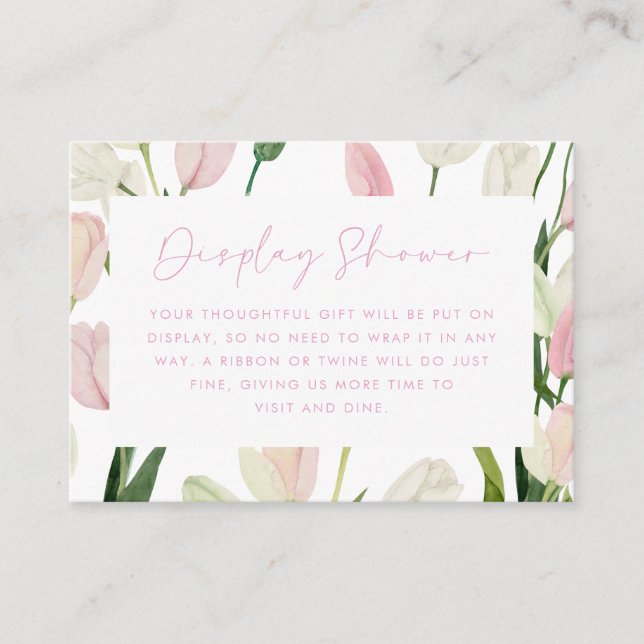 Soft Pink Tulip Bridal Shower Display Shower Enclosure Card (Front)