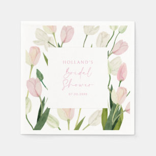 Soft Pink Tulip Bridal Shower Napkins