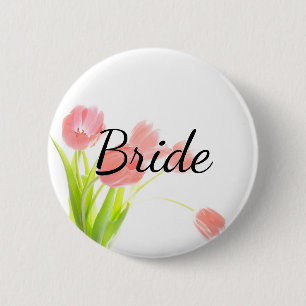 Soft Pink Tulips Bride Button