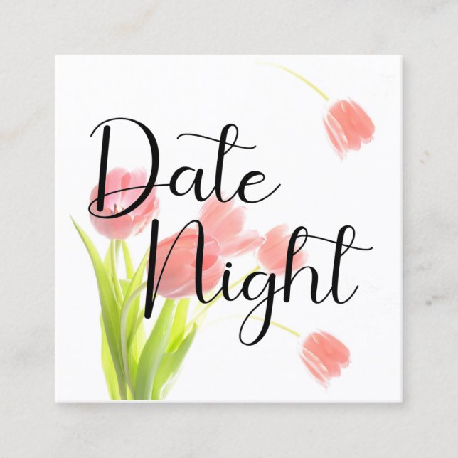 Soft Pink Tulips Date Night Card (Front)