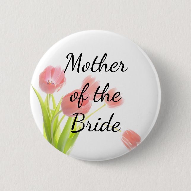 Soft Pink Tulips Mother of the Bride Button (Front)