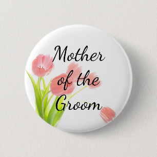Soft Pink Tulips Mother of the Groom Button