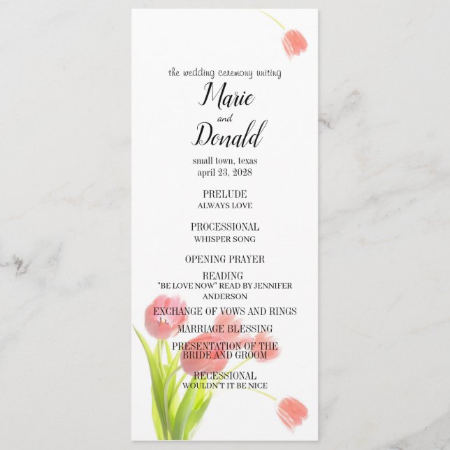 Soft Pink Tulips Program (Front)