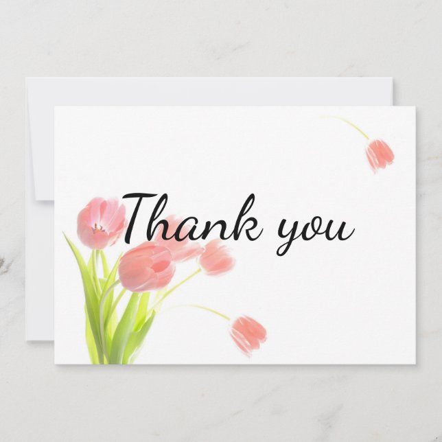 Soft Pink Tulips Thank You Card (Front)