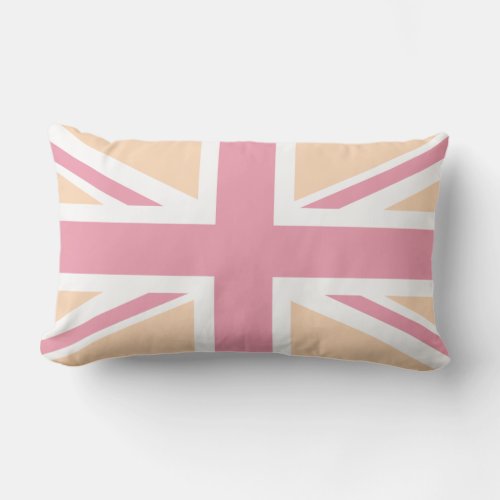 soft pink Union Jack BritishUK Flag Lumbar Pillow