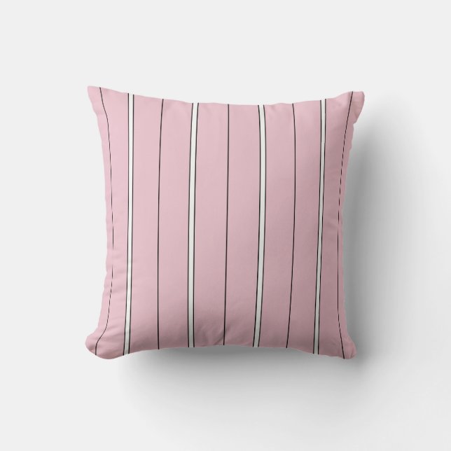 Soft Pink Vertical Stripe Pattern Minimal Throw Pillow (Front)
