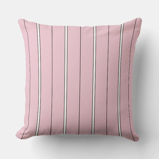 Soft Pink Vertical Stripe Pattern Minimal Throw Pillow (Front)