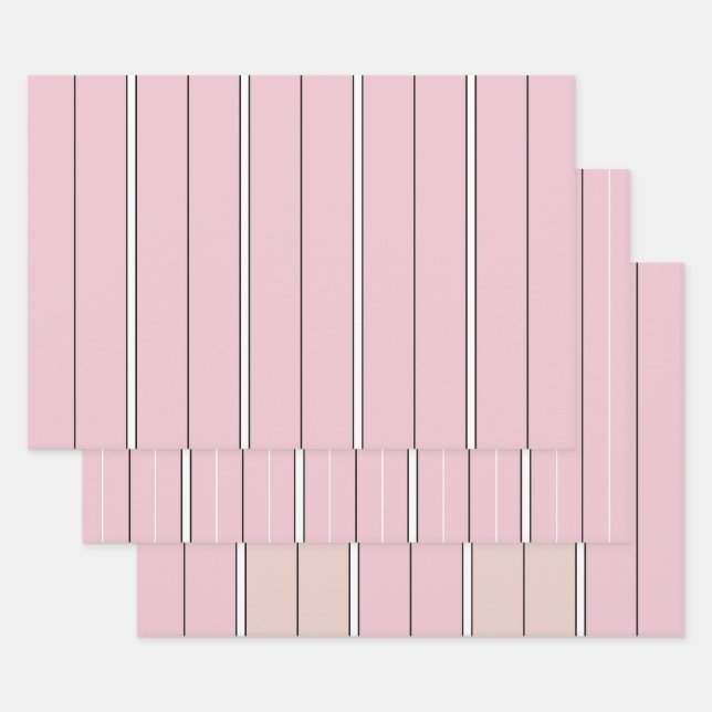Soft Pink Vertical Stripe Pattern Minimal Wrapping Paper Sheets (Set)