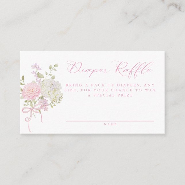 Soft Pink Vintage Floral Diaper Raffle Enclosure Card (Front)