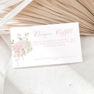 Soft Pink Vintage Floral Diaper Raffle Enclosure Card