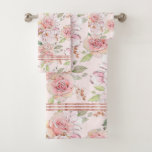 Soft Pink Vintage Roses Pattern Bath Towel Set at Zazzle