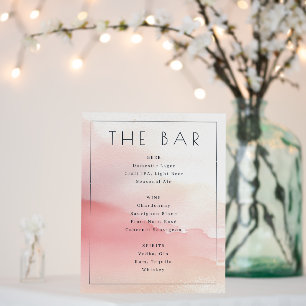 Soft Pink Watercolor Bar Menu Foam Board
