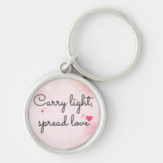Soft Pink Watercolor Design with Stars, Hearts & I Keychain