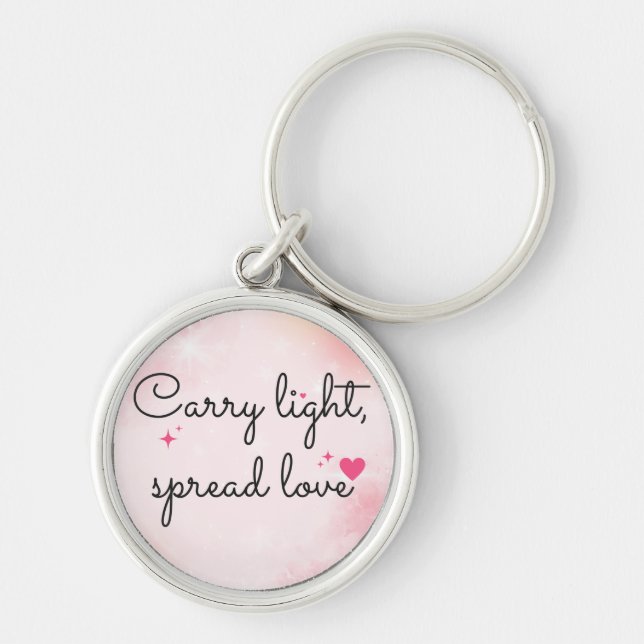 Soft Pink Watercolor Design with Stars, Hearts & I Keychain (Front)