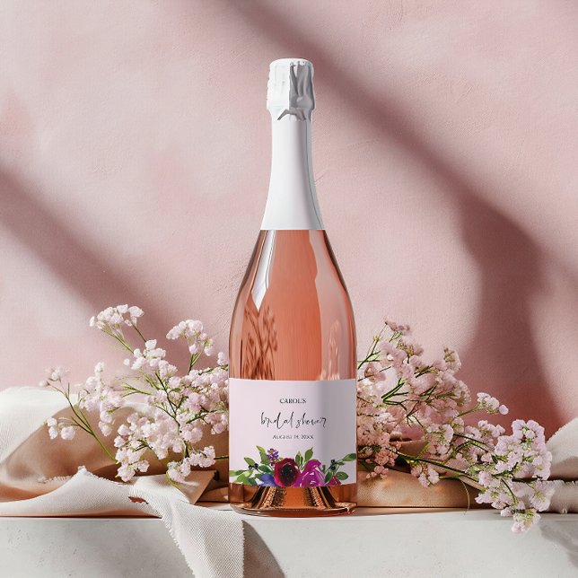 Soft Pink Watercolor Floral Beverage Label Set (Creator Uploaded)